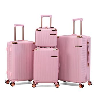 Pnronnc 4 pc ABS Hardshell Luggage Set with Dual Spinner Wheels and Combination Lock