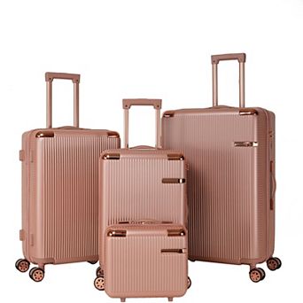 Pnronnc 4 pc ABS Hardshell Luggage Set with Dual Spinner Wheels and Combination Lock