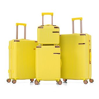 Pnronnc 4 pc ABS Hardshell Luggage Set with Dual Spinner Wheels and Combination Lock