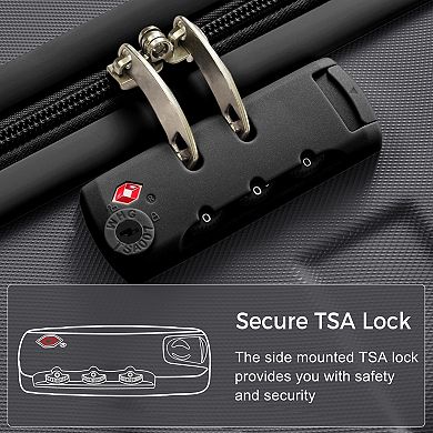 Pnronnc 3-Piece ABS Hardshell Luggage Set with TSA Lock and Spinner Wheels