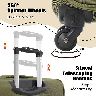 Pnronnc 3-Piece Expandable Softside Luggage Set with TSA Lock Spinner Wheels and Duffel Bag