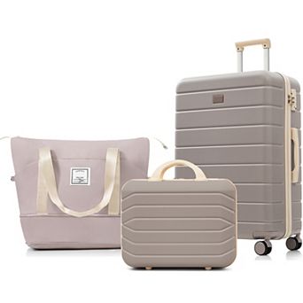 Pnronnc 3 pc ABS Hardside Luggage Set with TSA Lock Spinner Wheels and Expandable Duffel Bag