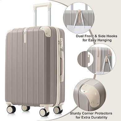 Pnronnc 3-Piece ABS Travel Luggage Set with TSA Lock 360 Spinner Wheels and Telescoping Handle