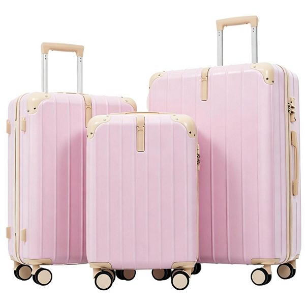 Pnronnc 3-Piece ABS Travel Luggage Set with TSA Lock 360 Spinner