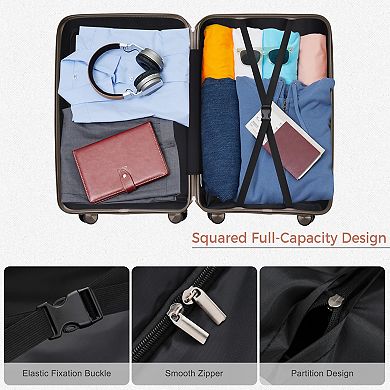 Pnronnc 3-Piece PP Travel Luggage Set with TSA Lock Spinner Wheels and Telescoping Handle