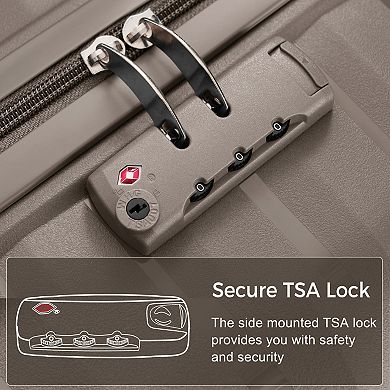 Pnronnc 3-Piece PP Travel Luggage Set with TSA Lock Spinner Wheels and Telescoping Handle
