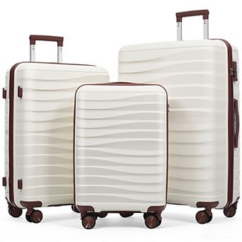 Pnronnc 3 pc PP Travel Luggage Set with TSA Lock Spinner Wheels and Telescoping Handle