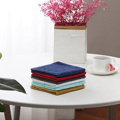 Blue Dish Cloths Kitchen Highly Absorbent Cotton Terry Rags 12pcs 11x11 Inches