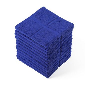 Blue Dish Cloths Kitchen Highly Absorbent Cotton Terry Rags 12 pc 11x11 Inches