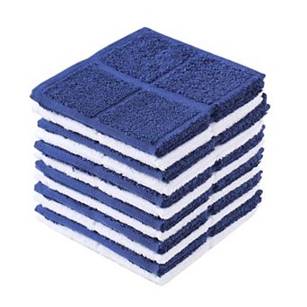 Blue Dish Cloths Kitchen Highly Absorbent Cotton Terry Rags 12 pc 11x11 Inches