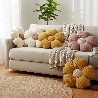 Flower Throw Pillow Cute Shaped Decorative Soft Cushion for Bed Couch Floor Seating
