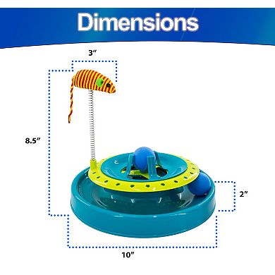 Interactive Cat Track Toy Rotating Dual Layer Balls and Spring Catnip Mouse for Indoor Cats
