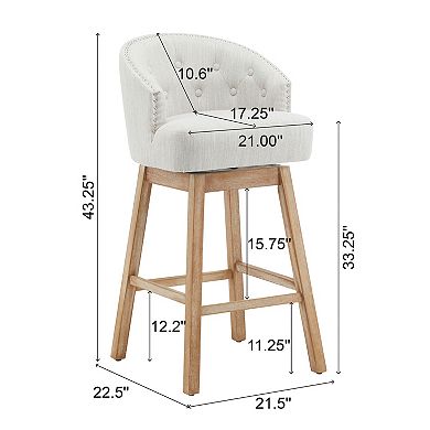 Christopher Knight Home 360-Degree Swivel Counter Stool with Button Tufting Set of 2
