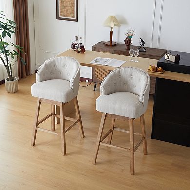 Christopher Knight Home 360-Degree Swivel Counter Stool with Button Tufting Set of 2