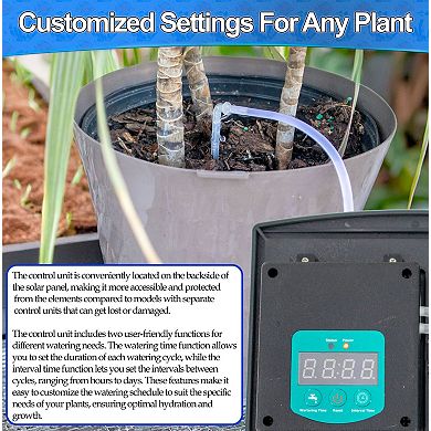 Solar Drip Irrigation System Automatic Watering Kit for Up to 15 Plants with USB Backup