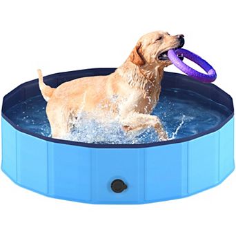 Foldable Dog Pool, Collapsible Hard Plastic Dog Kiddie Swimming Pool, Portable Pet Bath Tub