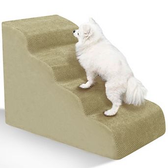 Dog Stairs for Small Dogs - High Density Foam Dog Ramp, 4 Step