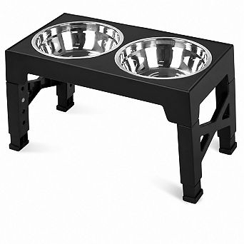 Elevated Dog Bowls with 2 Stainless Steel Dog Food Bowls, Raised Dog Bowl Adjusts to 5 Heights