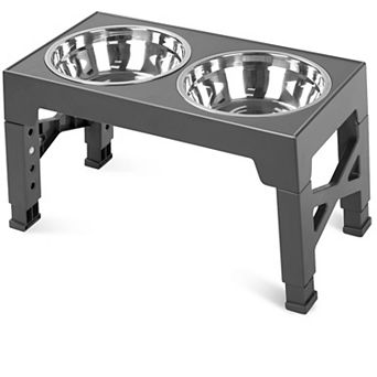 Elevated Dog Bowls with 2 Stainless Steel Dog Food Bowls, Raised Dog Bowl Adjusts to 5 Heights