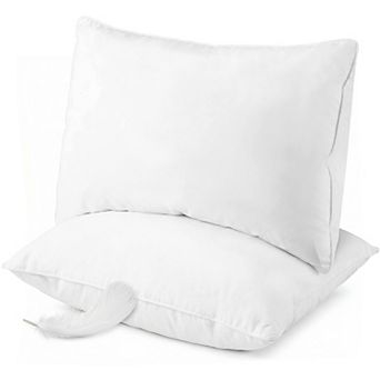 Elegant Comfort Goose Down Feather Cotton Shell Hotel Pillows - Set of 2