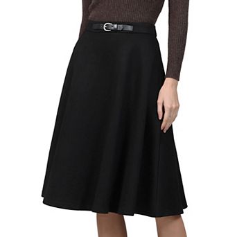 Women's Faux Suede Skirt High Waist Business Causal A Line Midi Skirts