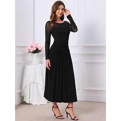 long sleeve flowy wedding guest dress Long Wedding-Guest Dress with Long Sleeves