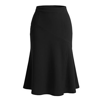 Fishtail Skirt for Women High Waist Panel Side Pockets Business Casual Midi Skirts
