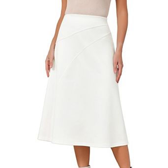 Women's Faux Suede Skirts Elastic High Waist A Line Midi Skirt Fall Winter Work Outfits