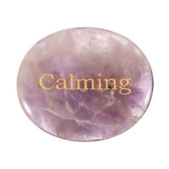 1 pc Natural Thumb Worry Stone, Oval Crystal Stone with Inspirational Words
