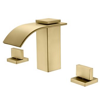 SUMERAIN Waterfall 8 Inch Widespread Bathroom Sink Faucet, 3 Holes Vanity Faucet