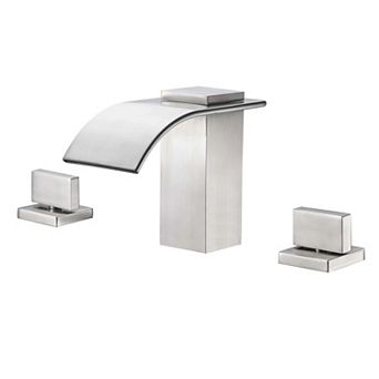 SUMERAIN Waterfall 8 Inch Widespread Bathroom Sink Faucet, 3 Holes Vanity Faucet