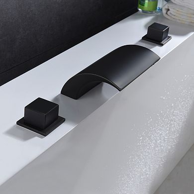 SUMERAIN Waterfall Roman Bathtub Faucet, Deck Mount High Flow Rate, Include Valve and Trim Set
