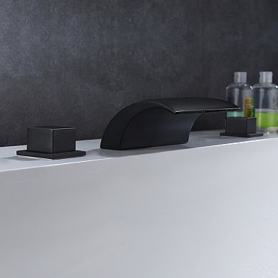 SUMERAIN Waterfall Roman Bathtub Faucet, Deck Mount High Flow Rate, Include Valve and Trim Set