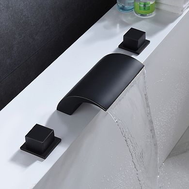 SUMERAIN Waterfall Roman Bathtub Faucet, Deck Mount High Flow Rate, Include Valve and Trim Set