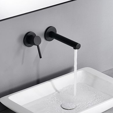 SUMERAIN Wall Mounted Bathroon Sink Faucet, Two-Hole Single-Lever with Rough in Valve, Lefthand