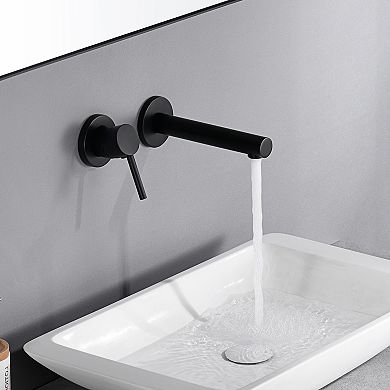 SUMERAIN Wall Mounted Bathroon Sink Faucet, Two-Hole Single-Lever with Rough in Valve, Lefthand