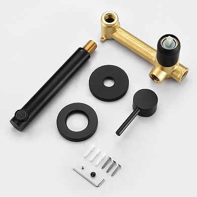 SUMERAIN Wall Mounted Bathroon Sink Faucet, Two-Hole Single-Lever with Rough in Valve, Lefthand