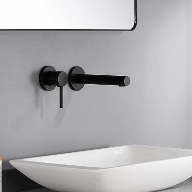 SUMERAIN Wall Mounted Bathroon Sink Faucet, Two-Hole Single-Lever with Rough in Valve, Lefthand