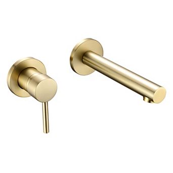 SUMERAIN Wall Mounted Bathroon Sink Faucet, Two-Hole Single-Lever with Rough in Valve, Lefthand