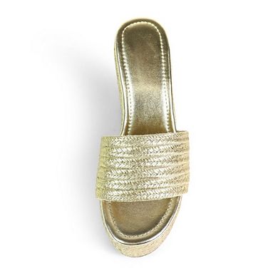 Juliet-1 Braided Espadrille Platform Wedge Slide Sandals