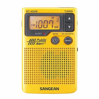 Sangean DT-400W Weather Alert Pocket Radio, AM/FM Yellow
