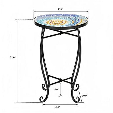 Blue Hawaiian Sun Mosaic Round Terrace Bistro Table