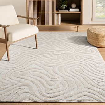 Abani Rugs NOM220A Sculpted Swirl Cream Area Rug