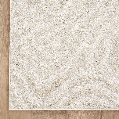Abani Rugs NOM220A Sculpted Swirl Cream Area Rug