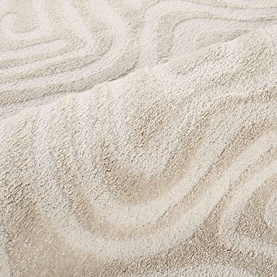 Abani Rugs NOM220A Sculpted Swirl Cream Area Rug