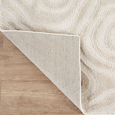 Abani Rugs NOM220A Sculpted Swirl Cream Area Rug