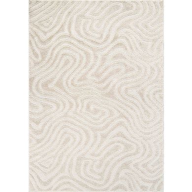 Abani Rugs NOM220A Sculpted Swirl Cream Area Rug