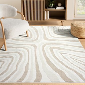 Abani Neutral NTL190A Cream Beige Wave Area Rug