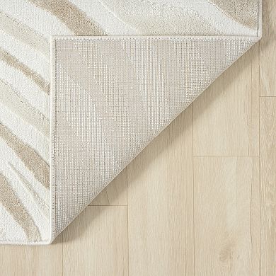 Abani Neutral NTL190A Cream Beige Wave Area Rug