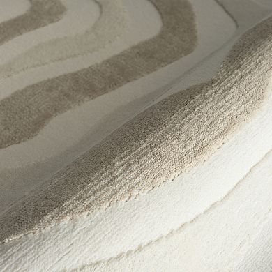 Abani Neutral NTL190A Cream Beige Wave Area Rug